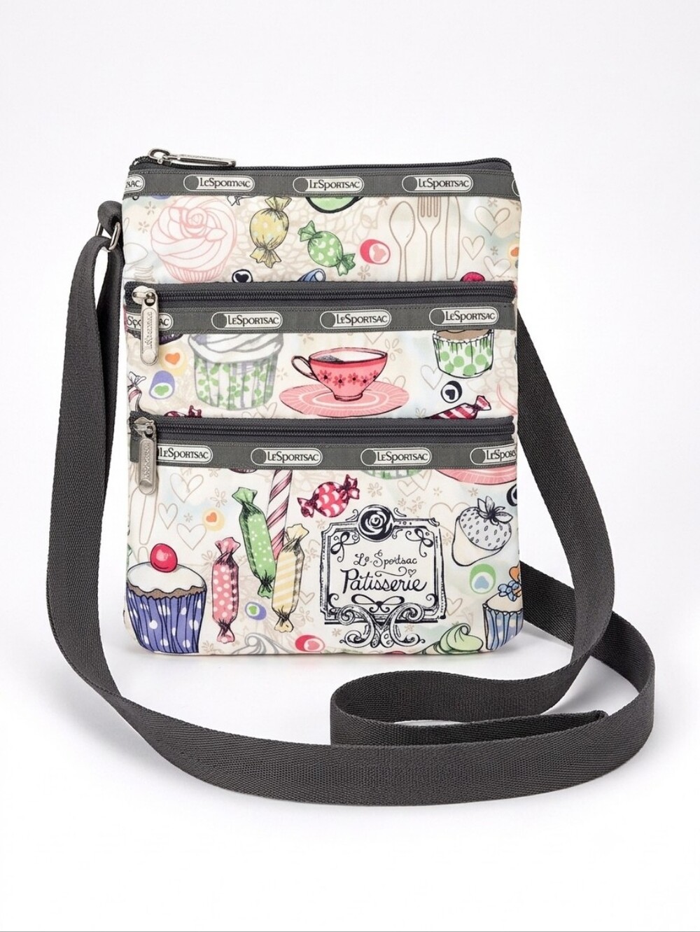 LeSportsac 3-Zip Crossbody Bag Limited Edition Happy Day